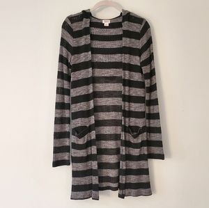 Striped Hooded Cardigan